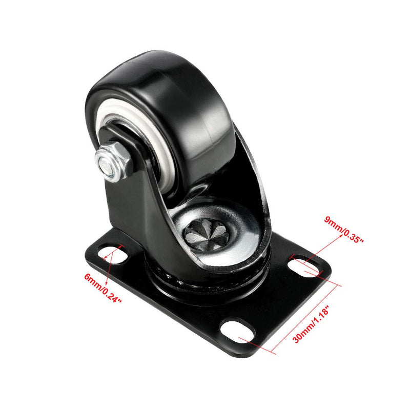  [AUSTRALIA] - uxcell Swivel Fixed Casters 1.5 Inch PU Top Plate Mounted Caster Wheels, 330lb Total Load Capacity, Pack of 4 (2 Pcs Swivel, 2 Pcs Fixed)