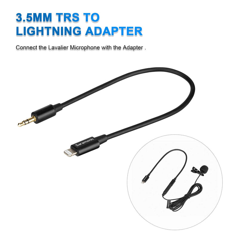  [AUSTRALIA] - Lavalier Lightning Microphone, Saramonic LavMicro U1B Universal Lapel Mic with Lightning Plug Adapter Compatible with iPhone 13 12 11 X MAC iPad YouTube Video Facebook Live (20ft)