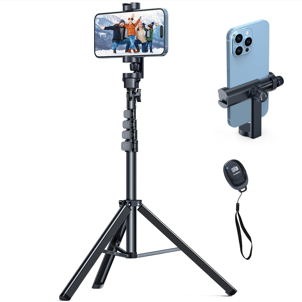  [AUSTRALIA] - NEXBOOM Phone Tripod - 67" [360° Rotation Mount & Heavy Duty] Cellphone Tripod Stand with Remote, Travel Tripod Compatible with iPhone 14 13 12 11 Pro Max XS Plus,Samsung S22 /Camera/GoPro