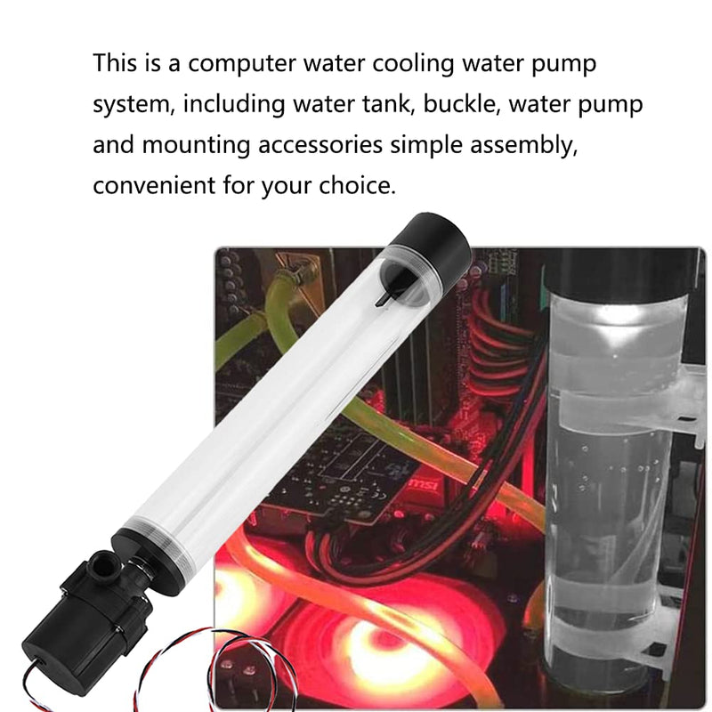  [AUSTRALIA] - PC Water Pump Tank, G1/4 Acrylic Cylinder Computer Water Tank, 12V 19W CPU Water Cooling Pump Radiator for Computer PC CPU Water Cooling (300mm) 300mm