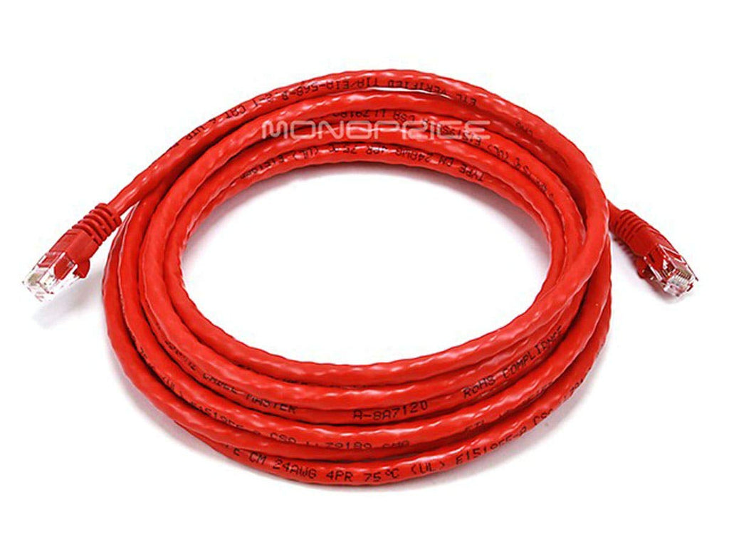  [AUSTRALIA] - Monoprice 102383 Cat6 Ethernet Patch Cable - Network Internet Cord - RJ45, Stranded, 550Mhz, UTP, Pure Bare Copper Wire, Crossover, 24AWG, 14ft, Red