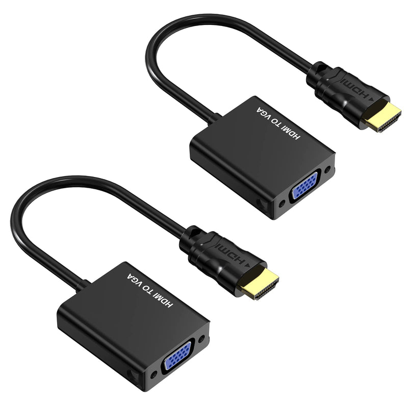  [AUSTRALIA] - Yinker HDMI to VGA Adapter 2 Pack, HDMI to VGA Converter Gold-Plated Male to Female, Duplicate Extend Screen for Computer Desktop, Monitor, Projector, HDTV, Chromebook