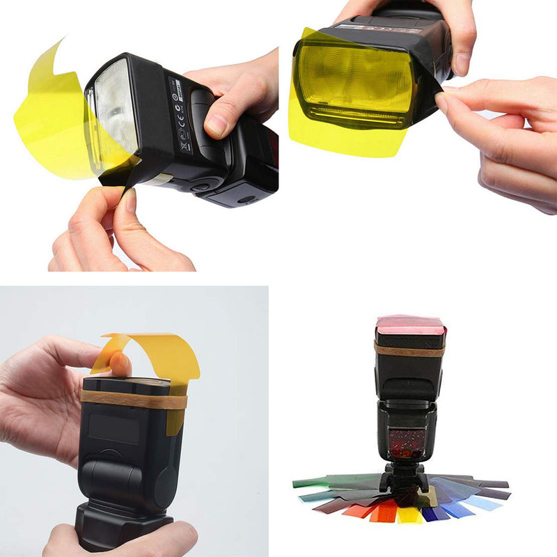  [AUSTRALIA] - Universal Flash Speedlite Color Gels Filters 40 PCS 20 Color Compatible with Canon Camera Photographic Gels Filter Flash Speedlite Speedlight for Camera Flashlight Accessories