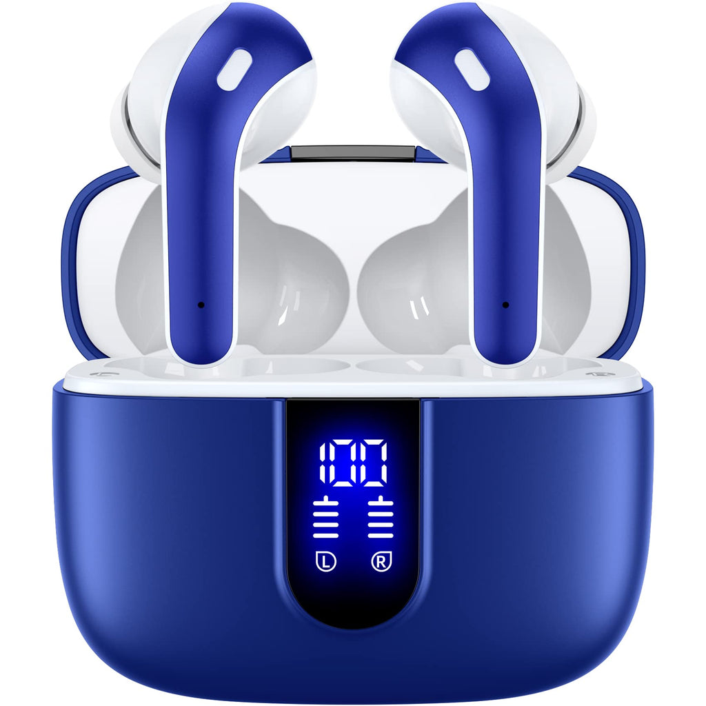  [AUSTRALIA] - TAGRY Bluetooth Headphones True Wireless Earbuds 60H Playback LED Power Display Earphones with Wireless Charging Case IPX5 Waterproof in-Ear Earbuds with Mic for TV Smart Phone Computer Laptop Sports M Ocean Blue