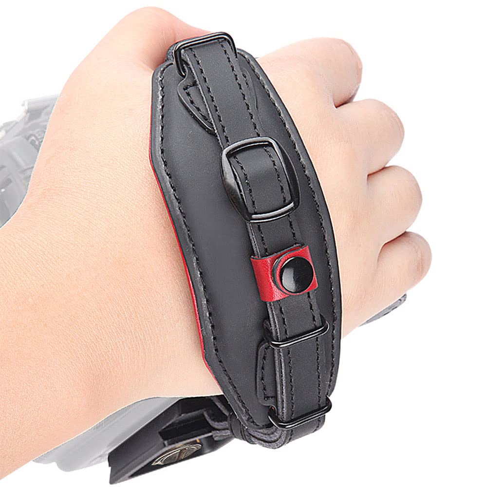  [AUSTRALIA] - LYNCA E6 Camera Leather Wrist Hand Strap Adjustable Hand Grip Straps DSLR BL