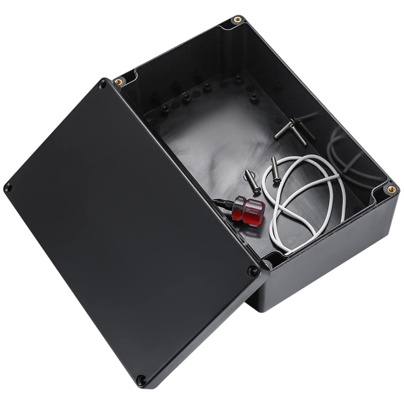  [AUSTRALIA] - Waterproof junction box, IP65 electrical project box distribution box, dustproof, weatherproof, ABS cable housing distribution box for indoor outdoor electronic cables - 200 x 120 x 75 mm/1.87 x 4.72 x 3 inches black