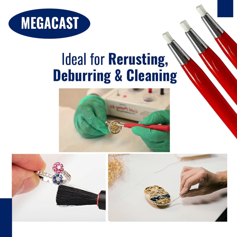 [AUSTRALIA] - Megacast Fiberglass Scratch Brush Pen - 3 Pack - Jewelry, Watch, Coin Cleaning, Electronic Applications, Removing Rust and Corrosion
