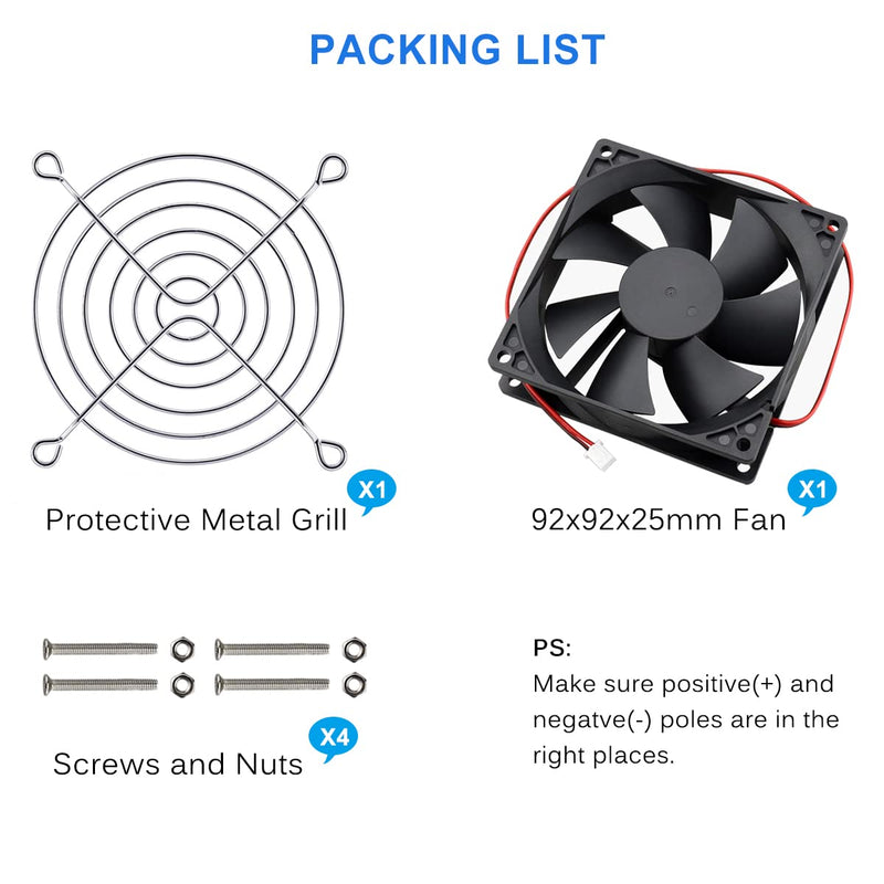  [AUSTRALIA] - GDSTIME 92mm x 92mm x 25mm 12V Dual Ball Bearings Brushless Cooling Fan Dual Ball Bearing