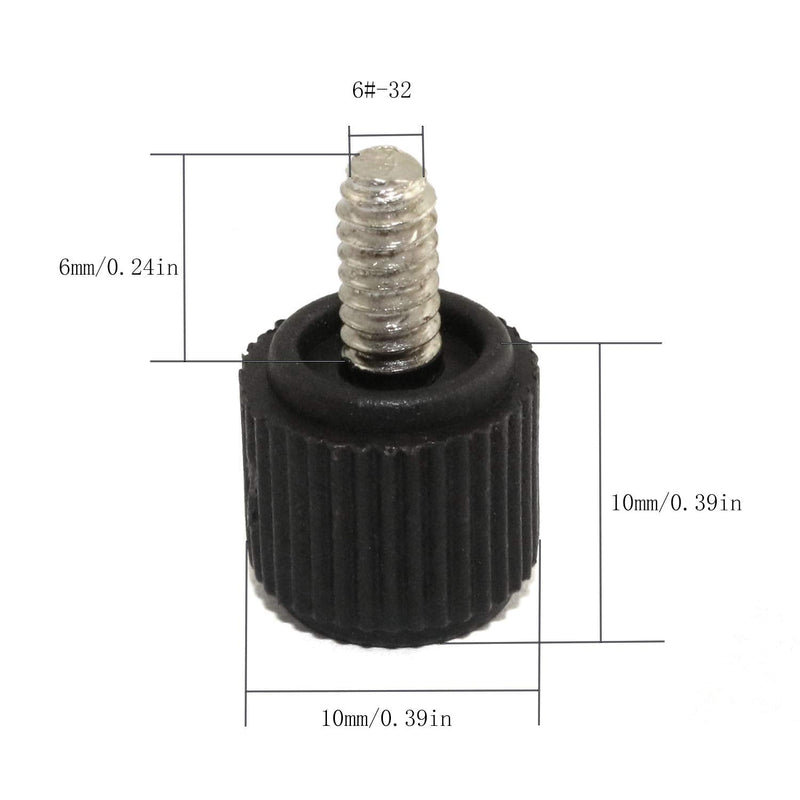  [AUSTRALIA] - RuiLing 20pcs 6#-32 * 6 PC Case Thumb Screws Phillips Head Toolless Adjustment Hand-Tighten Computer Screw Black