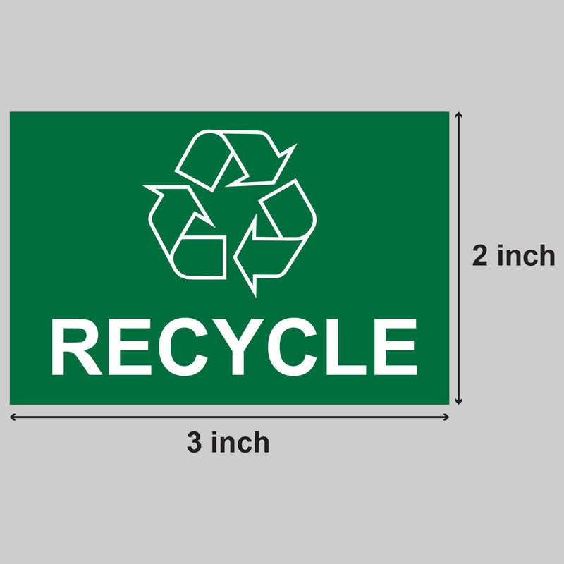 Recycle Stickers / Recycle Labels, Recycling Stickers with Recycle Logo ( Green / 3 x 2 inch ) - 300 Labels per Package Shape : Rectangle 3" x 2" - LeoForward Australia