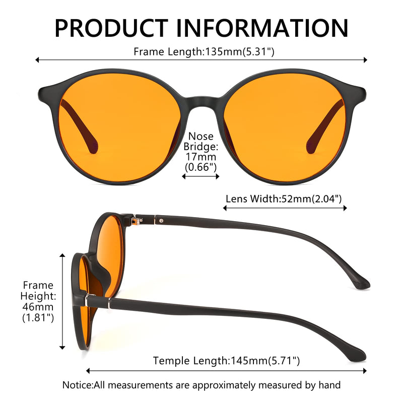  [AUSTRALIA] - LIKSMU Blue Light Blocking Glasses Computer Gaming TV Phone Sleeping Glasses Women Men Professional Filter Anti Eyestrain B1 Orange Lens 99.9% Blue Light Blocking / Matte Black Frame 52 Millimeters