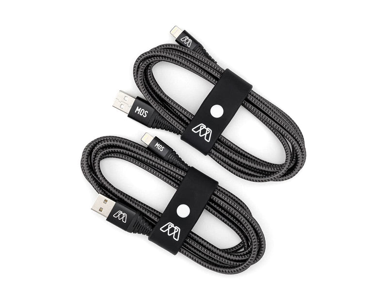  [AUSTRALIA] - Sewell MOS Strike Lightning Cable, 6ft Two Pack, Ultra Durable Braided Nylon Fiber Jacket, Tangle Resistant, MFI Certified,Gray,SW-33122-06-2