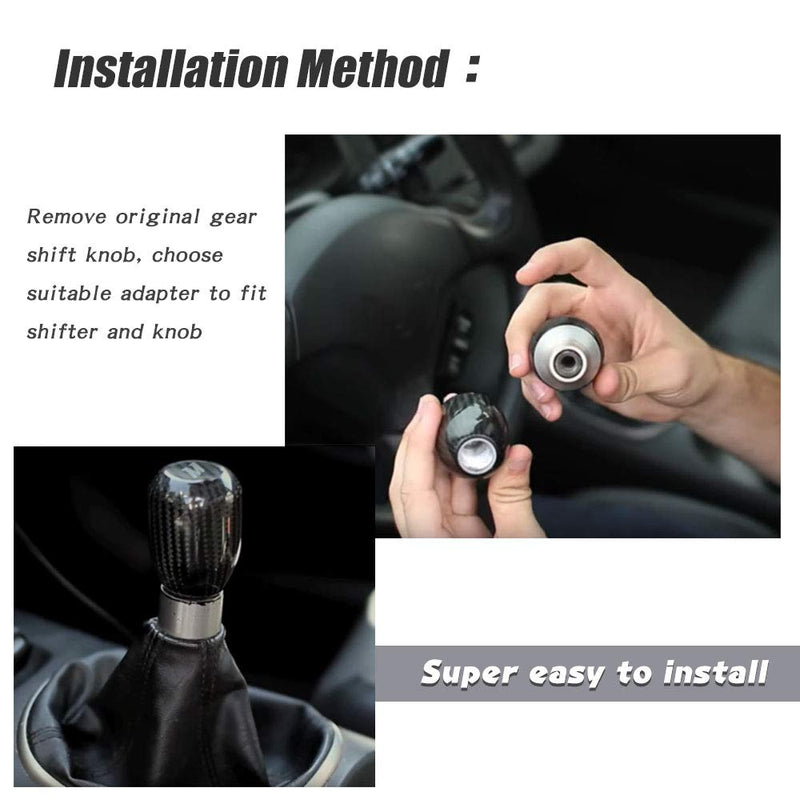 RYANSTAR Carbon Fiber Shift Knob with Adapters, Black Oval Ball Stick Shifter Knobs Compatible with Honda Infiniti Lexus Mazda Mitsubishi Nissan etc. - LeoForward Australia