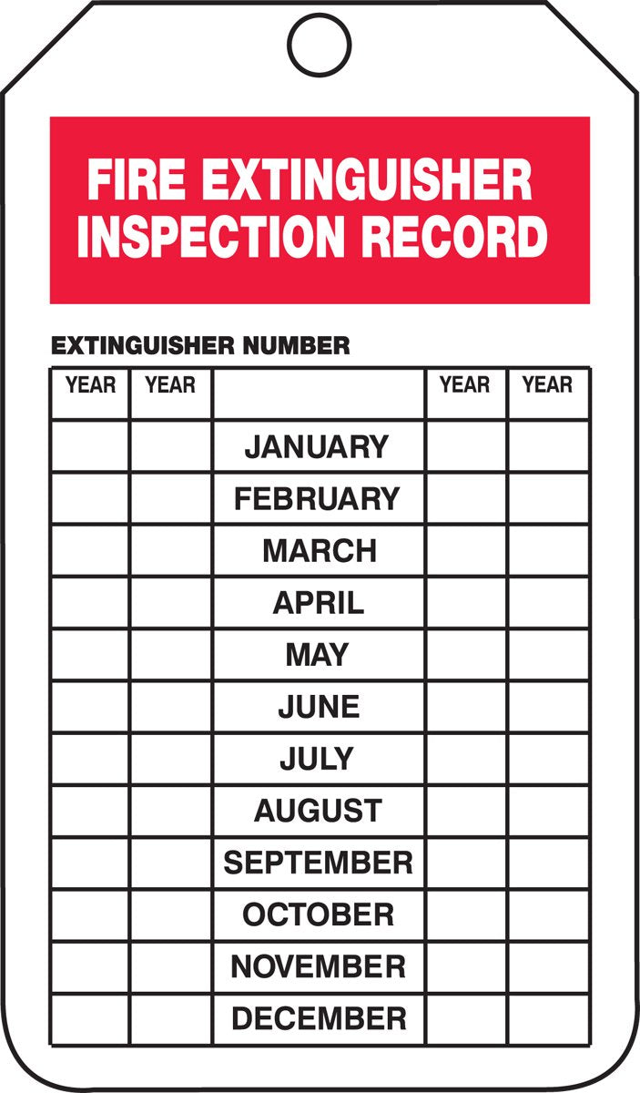 [AUSTRALIA] - Accuform TRS218CTM PF-Cardstock Fire Extinguisher Tag, Legend"FIRE Extinguisher Inspection Record", 5.75" Length x 3.25" Width x 0.010" Thickness, Red/Black on White (Pack of 5)