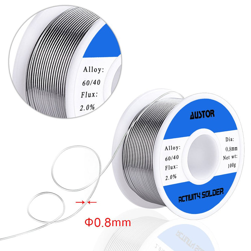  [AUSTRALIA] - AUSTOR 60-40 Tin Lead Rosin Core Solder Wire for Electrical Soldering (100g, 0.8mm)