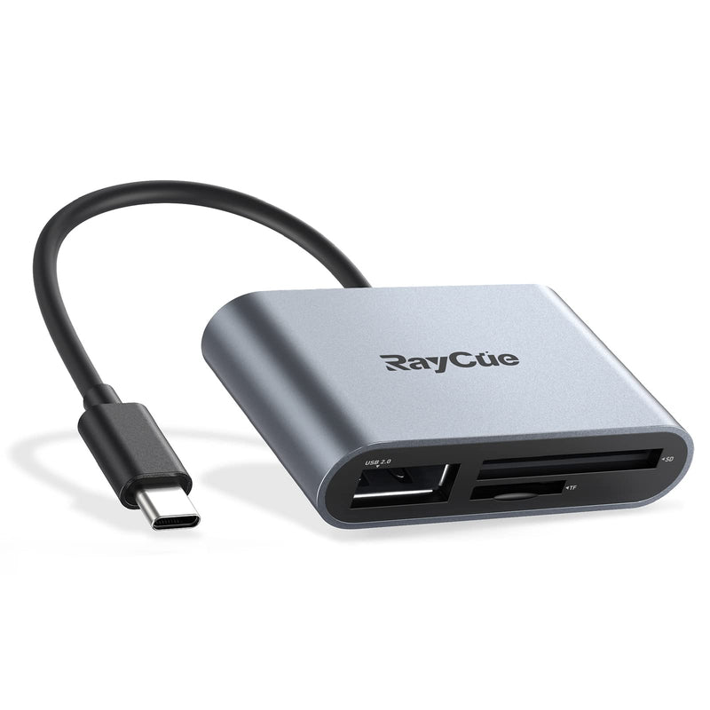  [AUSTRALIA] - RayCue USB C SD Card Reader Adapter, Type C Micro SD TF Card Reader Adapter, 3 in-1 USB C to USB Camera Memory Card Reader Adapter for New Pad Pro MacBook Pro/Air, and More UBC C Devices Grey