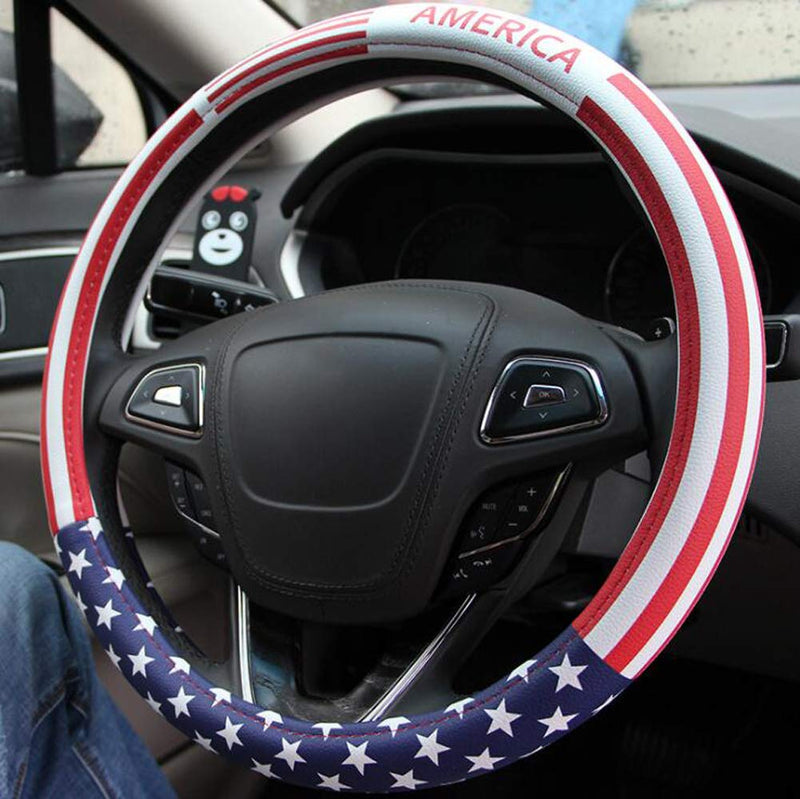  [AUSTRALIA] - Carmen American US Flag Steering Wheel Cover Best Festival Gift Universal 15 Inch