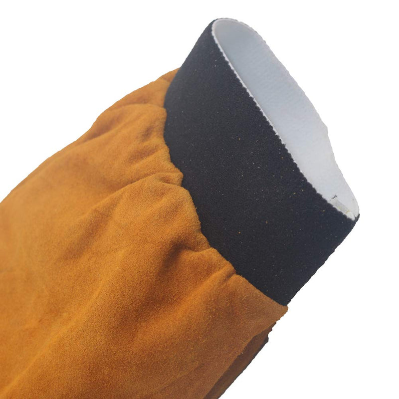  [AUSTRALIA] - Jewboer Leather Welding Sleeves Heat Flame Resistant Arm Protection for Welder 16.5" Long