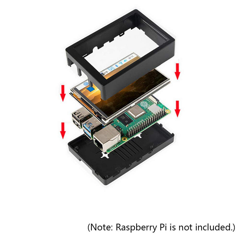  [AUSTRALIA] - Treedix 3.5 inch TFT Touch Screen Module 320x480 Resolution LCD Display Compatible with Raspberry Pi 4B/3B/3B+ with Touch Pen ABS Case and Cooling Fan Compatible with Raspberry Pi 4B