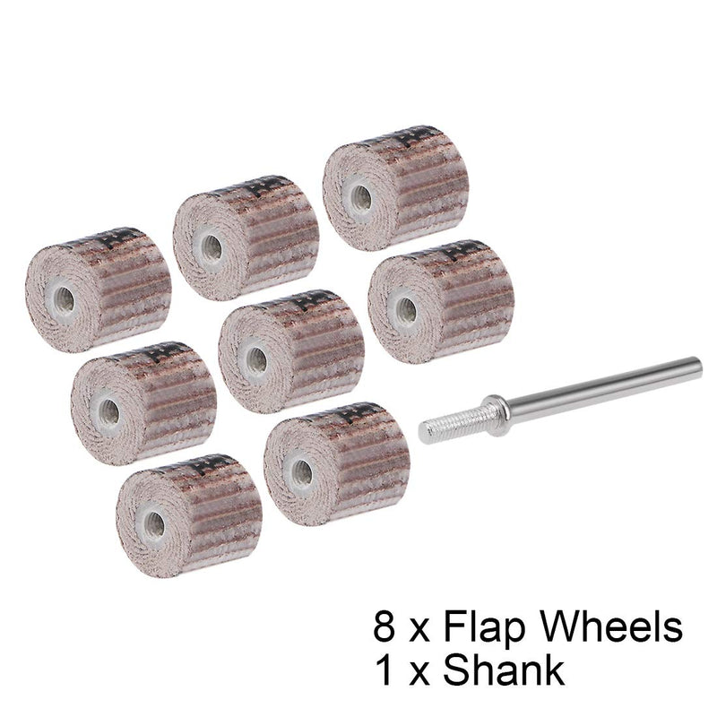  [AUSTRALIA] - uxcell 8 Pcs 10x10mm Flap Wheel 400 Grits Abrasive Grinding Head with 1/8 inches Shank for Rotary Tool