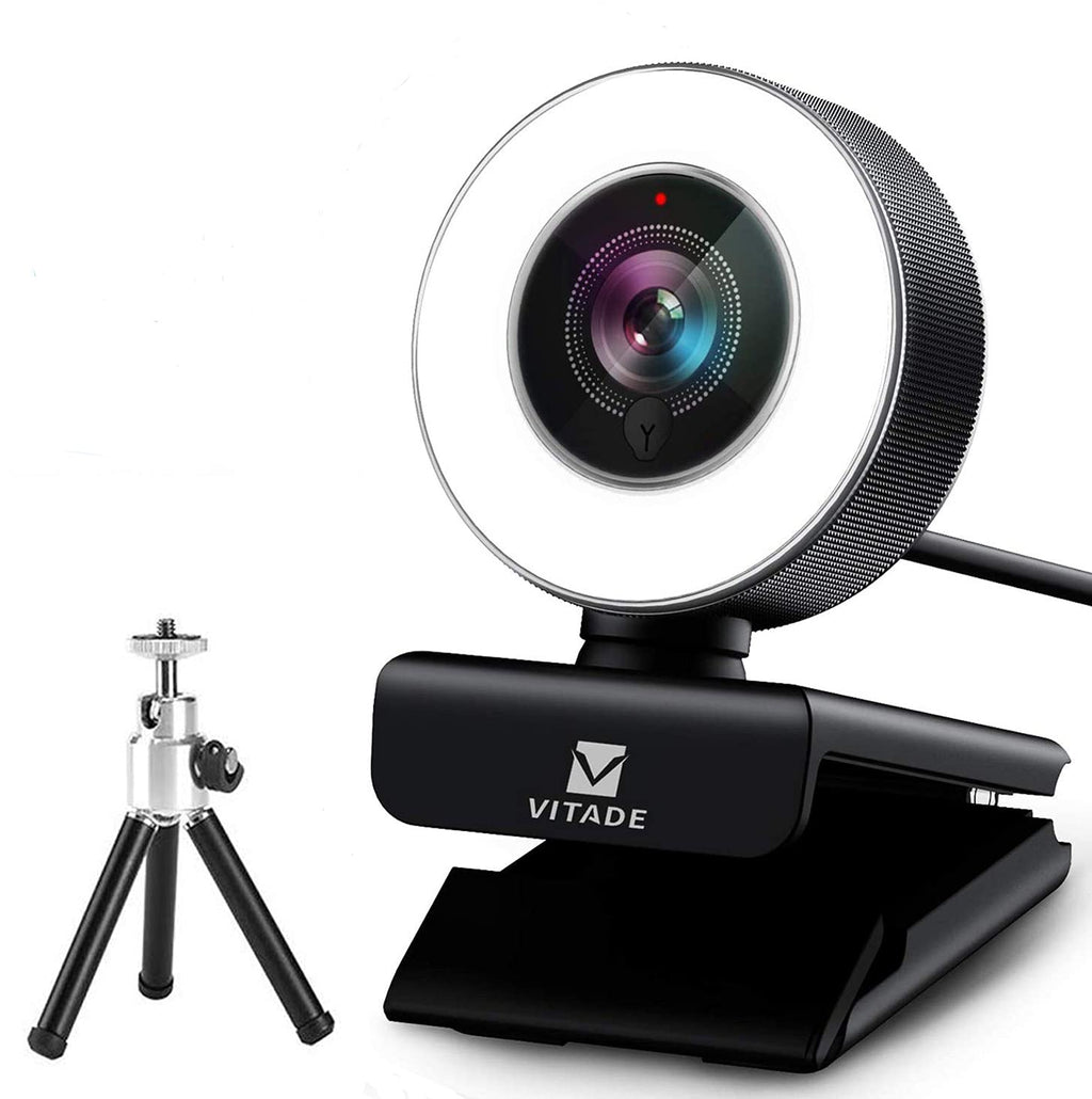  [AUSTRALIA] - Streaming Webcam 1080P with Adjustable Ring Light, Advanced Auto-Focus with Tripod Vitade 960A HD USB Web Cam for Xbox Gaming Conferencing Video Chatting Mac Desktop Computer Laptop Wide Angle Webcam