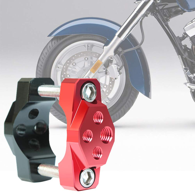  [AUSTRALIA] - MOTOBA Universal Motorcycle Handlebar Clamp, Adjustable Stem Mirror Extender Adapter Aluminum Offroad Light Holder for Harley, Sportbike, Scooter black+red