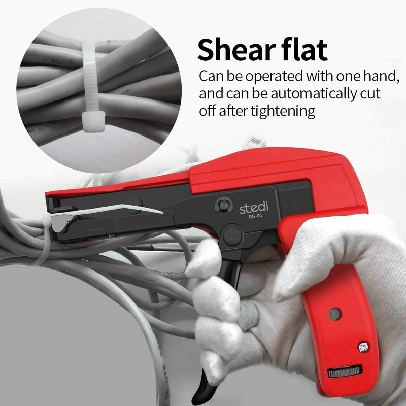  [AUSTRALIA] - stedi Cable Tie Gun, Ergonomic Hand Operated Zip Tie Gun [Premium], Sharp and Wear Resistant, Cable Wire Fastening and Cut-Off Tie Tool , Special for Cut Plastic Nylon Ties, Red, 6.3 Inches Length