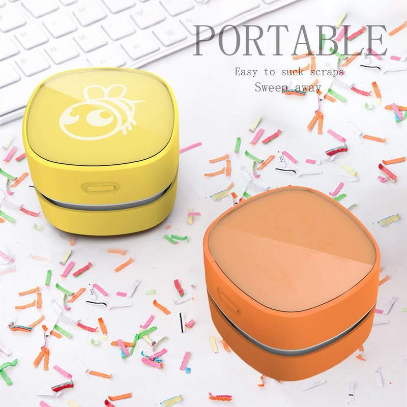  [AUSTRALIA] - ODISTAR Desktop Vacuum cleaner,Mini table dust sweeper Energy Saving,High endurance up to 400 mins,Cordless&360º Rotatable Design for Cleaning Hairs,Crumbs,Computer Keyboard of gifts for kids (orange) Orange