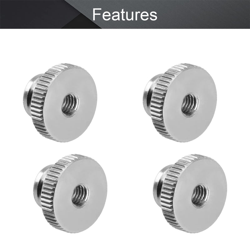  [AUSTRALIA] - MroMax Knurled Thumb Nuts, M6 Through Hole Round Knobs ，Whitewash 304 Stainless Steel, Pack of 8