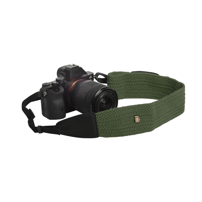  [AUSTRALIA] - LYNCA LS Adjustable Camera Shoulder Neck Strap Pure Cotton for All DSLR P Green