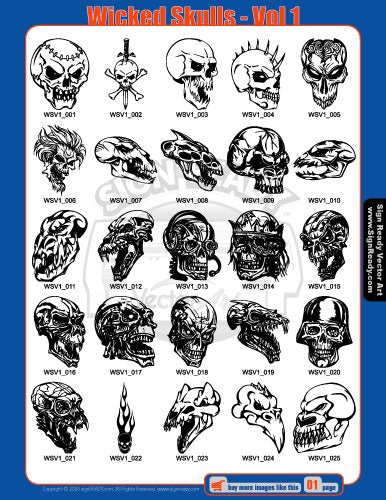  [AUSTRALIA] - Skulls Clipart-Vinyl Cutter Plotter Clip Art Images-Sign Design Vector Art Graphics CD-ROM (Volumes 1+2)