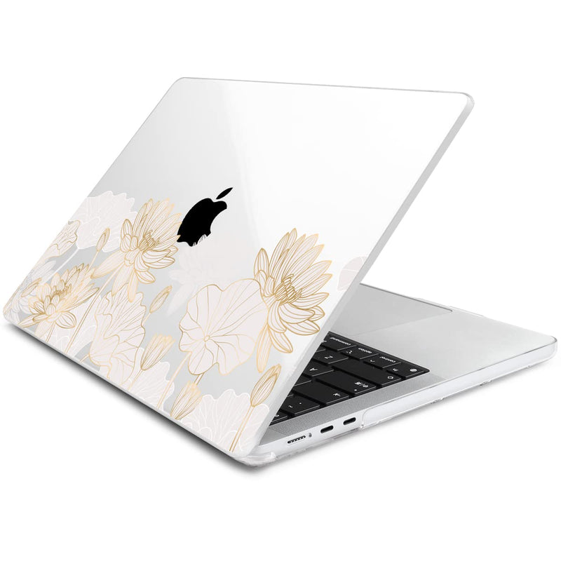  [AUSTRALIA] - Batianda for New MacBook Air 13.6 inch Case with M2 Chip 2022 Release Model A2681, Designed Protective Plastic Hardshell & Keyboard Cover & Screen Protector, Gold Lotus