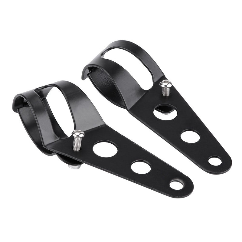  [AUSTRALIA] - 33-45mm Motorcycle Side Mount Headlight Clamp Brackets, Keenso Universal Headlight Mount Bracket Fork Tube Clamp Kit for Chopper Cafe Racer (Black) Black