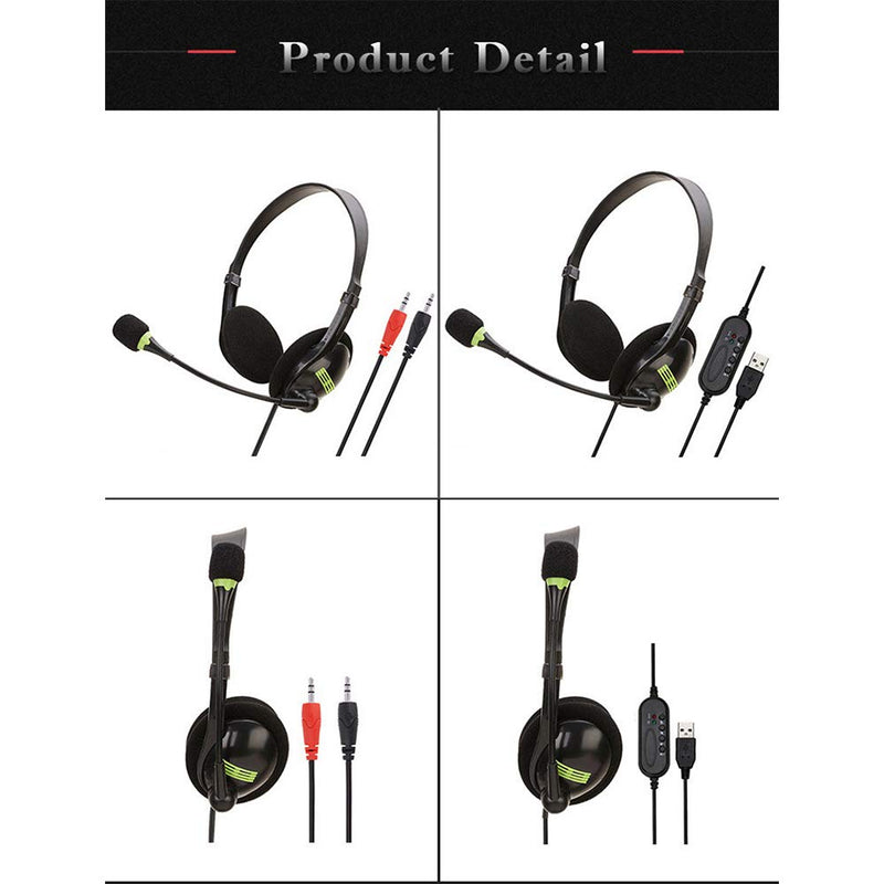  [AUSTRALIA] - BWWNBY Computer Headset Earphone USB Headset with Noise Cancelling Boom Microphone Mic and in-line Controls for Desktop PC Laptop(with 3. 5 mm Jack,Black) With 3. 5 Mm Jack,black