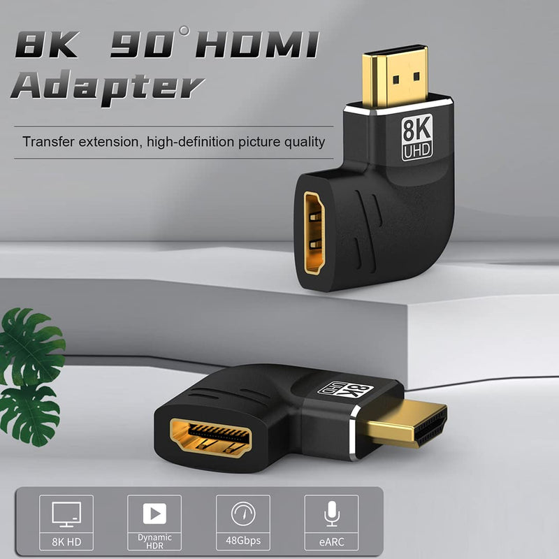  [AUSTRALIA] - Warmstor 8K HDMI Flat Adapter 90 Degree and 270 Degree 4 Pack, HDMI Right Angle Adapter Male to Female HDMI 2.1 Cable Adapter Support 8K@60Hz, 4K@120Hz, HDR, eARC for HDTV Switch Laptop PS4 PS5 Xbox