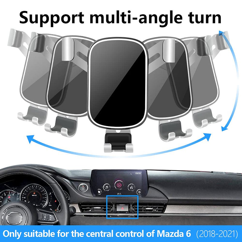  [AUSTRALIA] - musttrue LUNQIN Car Phone Holder for 2018-2021 Mazda 6 [Big Phones with Case Friendly] Auto Accessories Navigation Bracket Interior Decoration Mobile Cell Mirror Phone Mount