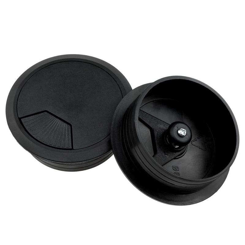  [AUSTRALIA] - Lovelysp 2-3/8 inch Table Wire Cable Ring Hole Cover for Office PC Desk Cable Cord Organizer Plastic Cover (Open Hole 60mm Wire Box Black)-4PCS