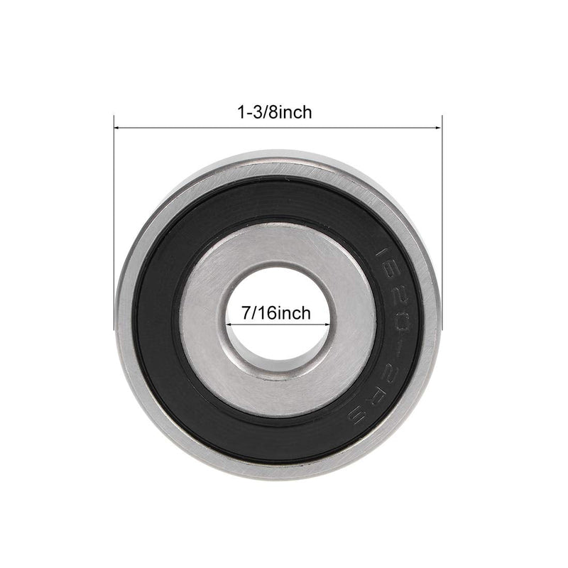  [AUSTRALIA] - uxcell 1620-2RS Deep Groove Ball Bearings Z2 7/16 X 1-3/8 X 7/16inch Double Sealed Chrome Steel 4 Pcs 7/16"x1-3/8"x7/16"