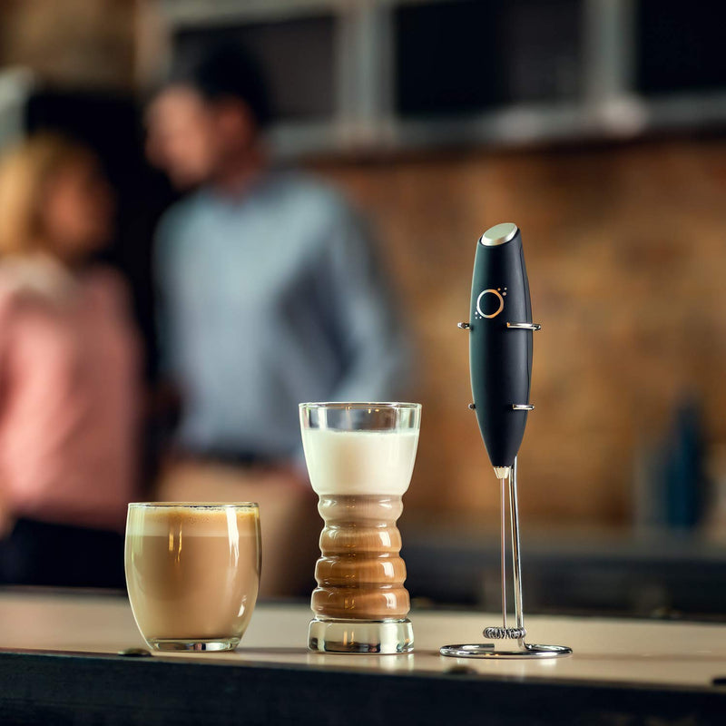  [AUSTRALIA] - Milk Frother Black - Cappuccino Maker Latte Maker - Drink Mixer - Handheld Foam Maker - Bonus Recipes and Instruction Included - Almond Coconut Milk Frother