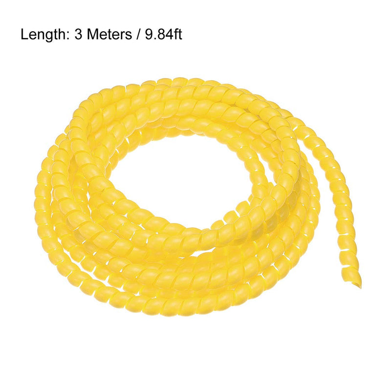  [AUSTRALIA] - uxcell Flexible Spiral Tube Wrap Cable Management Sleeve 8mm X 12mm Computer Wire Manage Cord 3 Meters Length Yellow