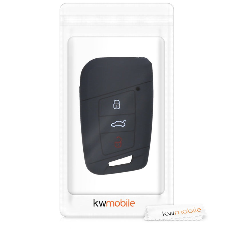  [AUSTRALIA] - kwmobile Car Key Cover for VW - Silicone Protective Key Fob Cover for VW 3 Button Car Key (only Keyless Go) - Don't Touch My Key White/Black