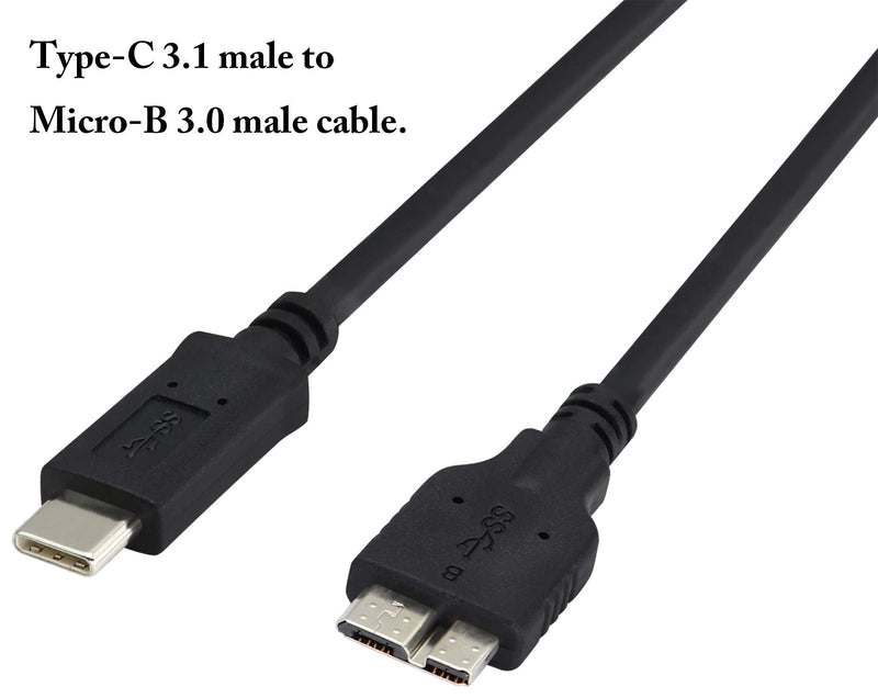  [AUSTRALIA] - zdyCGTime Type-c to Micro b Mobile Hard Drive Data Cable,USB Type-c Male to Micro B Male Connector,5Gbps Super high-Speed Cable,Suitable for Mobile Hard Drives, Mobile Phones, etc.(1M/Black)