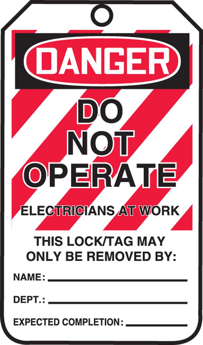  [AUSTRALIA] - Accuform Lockout Tags, Pack of 25, Do Not Operate Electricians at Work, US Made OSHA Compliant Tags, Temperature & Water Resistant RP-Plastic, 5.75" x 3.25", MLT402PTP 25 Tags
