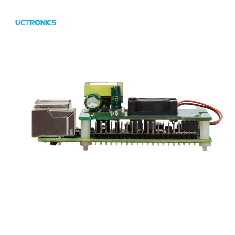  [AUSTRALIA] - UCTRONICS PoE+ HAT for Raspberry Pi 4B, 802.3at Power Over Ethernet Expansion Board for Raspberry Pi 4 B 3 B+, with Cooling Fan