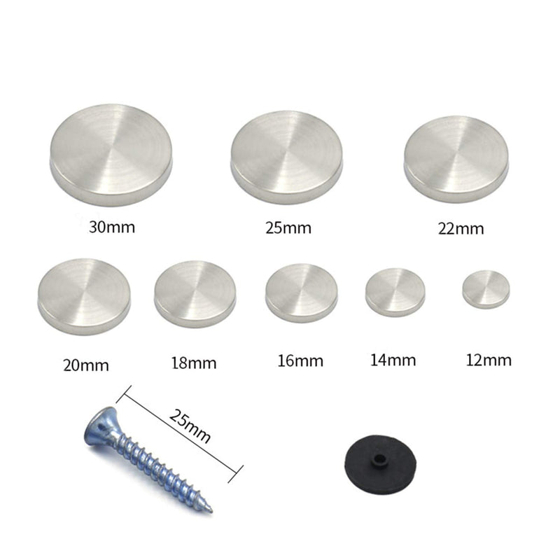  [AUSTRALIA] - UoYu 28 Pcs Mirror Screws Stainless Steel Screw Cover/Cap Fasteners Decorative Mirror Sign/Advertising Hardware Nails Construction(Silver） (16mm) 16mm