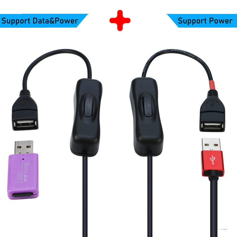  [AUSTRALIA] - USB Splitter with ON/Off Switch [3.3FT], RIITOP USB 2.0 Extension Male to Female Cable (1x USB Data and Power Female and 1x USB Power Female) Black