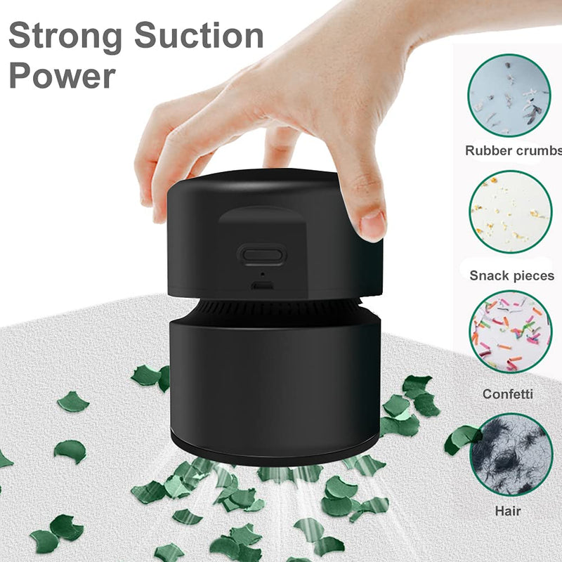  [AUSTRALIA] - ODISTAR Desktop Vacuum Cleaner,Mini Table dust Sweeper Energy Saving with auto Power-Off Function,High Endurance up to 400 mins,Cordless&360º Rotatable Design for Keyboard/Home/Office (Black) Black