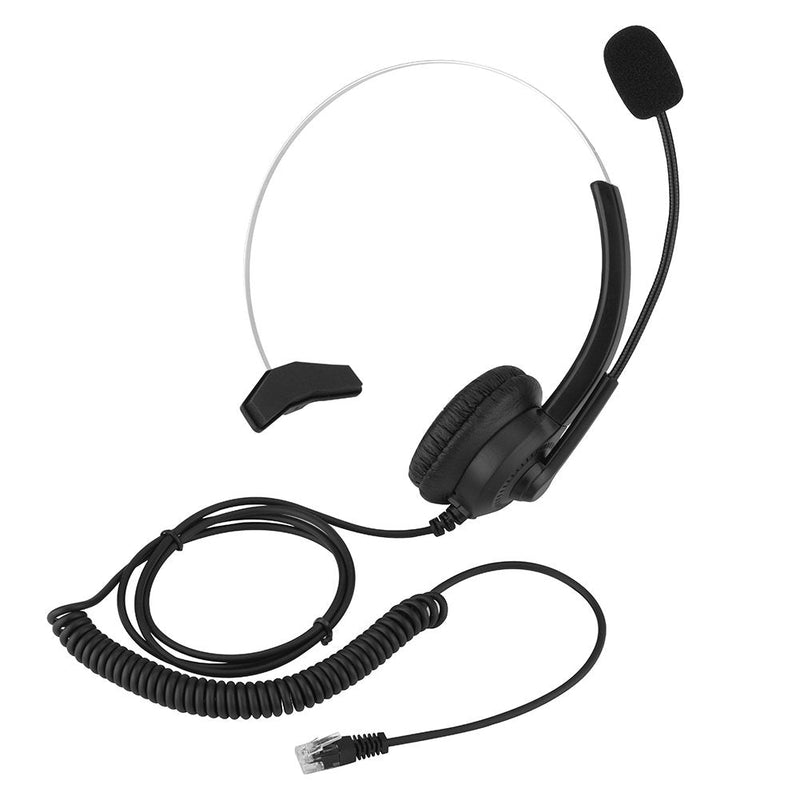  [AUSTRALIA] - Hand Free Head Mounted Headset, Computer Headset with Microphone Noise Cancelling, Lightweight Telephone Headset Business Headphones for Skype, Webinar, Cell Phone, Call Center(Crystal Plug)