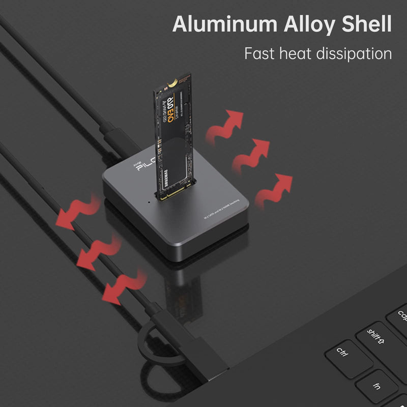  [AUSTRALIA] - AMZPILOT M.2 NVMe & SATA to USB C Docking Station, M.2 SSD to USB A C Reader Adapter for Both M.2 (M Key, B+M Key) NVMe and SATA NGFF SSD Dock, Size for 2280 2260 2242 2230 Enclosure - Aluminum Alloy M.2 Dock [Aluminum Alloy]