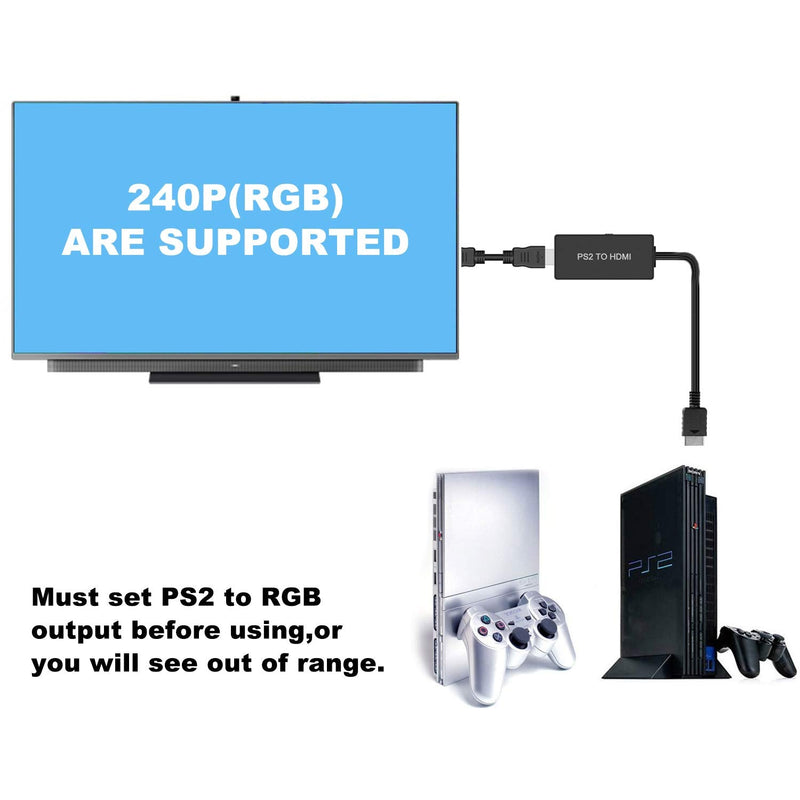  [AUSTRALIA] - Azduou PS2 to HDMI Adapter PS2 HDMI Cable PS2 to HDMI Converter Support HDMI 4:3/16:9 Switch, Works for Playstation 1/Playstation 2 HD Link Cable. Playstation 1 Adapter Sony PS2 HDMI Adapter
